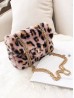 Leopard Print Plush Drawstring Purse